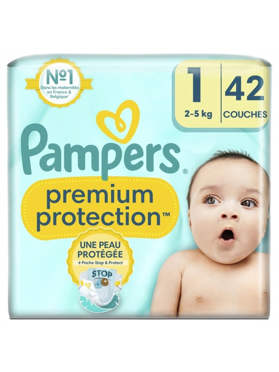 Couches Bébé Premium Protection Taille 1 2kg-5kg PAMPERS