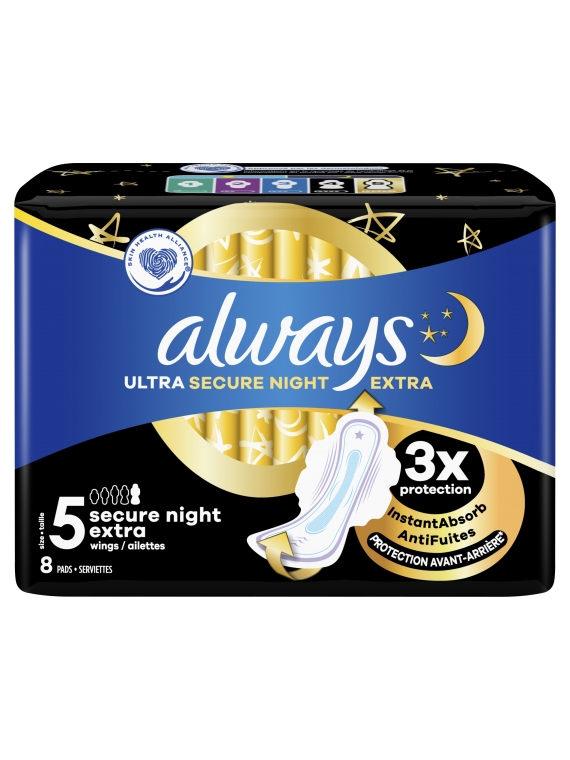 Serviette Hygiénique Avec Ailettes Ultra Secure Night Extra Taille 5 ALWAYS