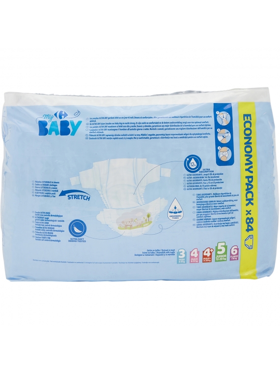 Couches taille 5 Junior 12-20 kg Ultra Dry CARREFOUR BABY