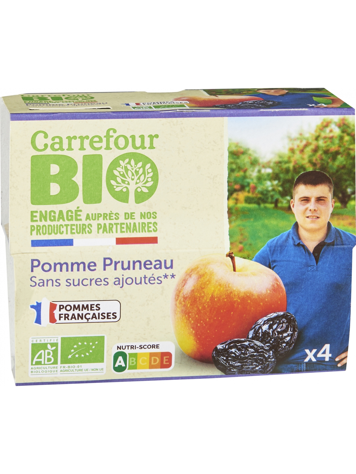 Compote bio pomme pruneau s/sucres ajoutés CARREFOUR BIO