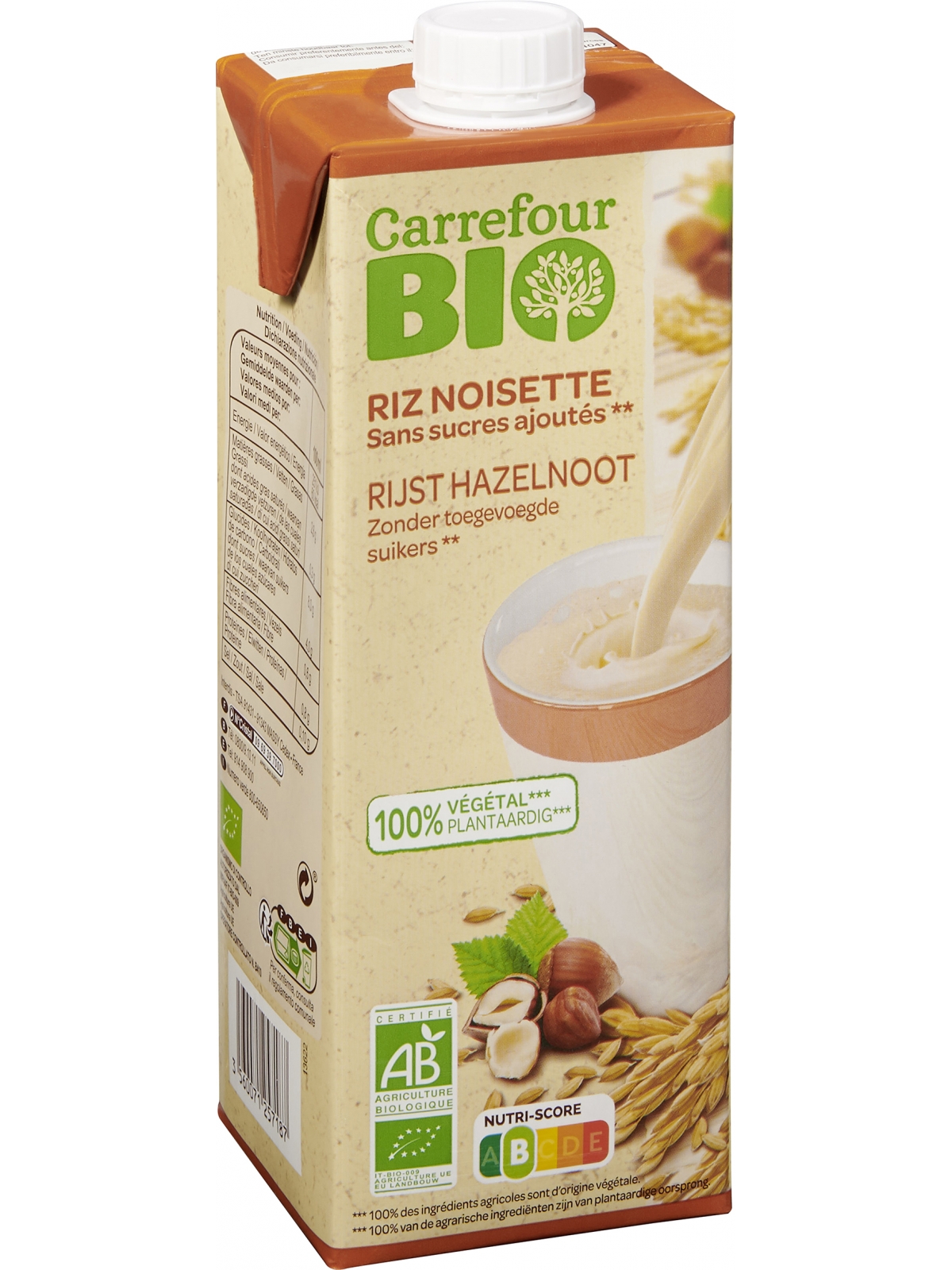 Boisson végétale riz noisette s/sucres ajoutés Bio CARREFOUR BIO