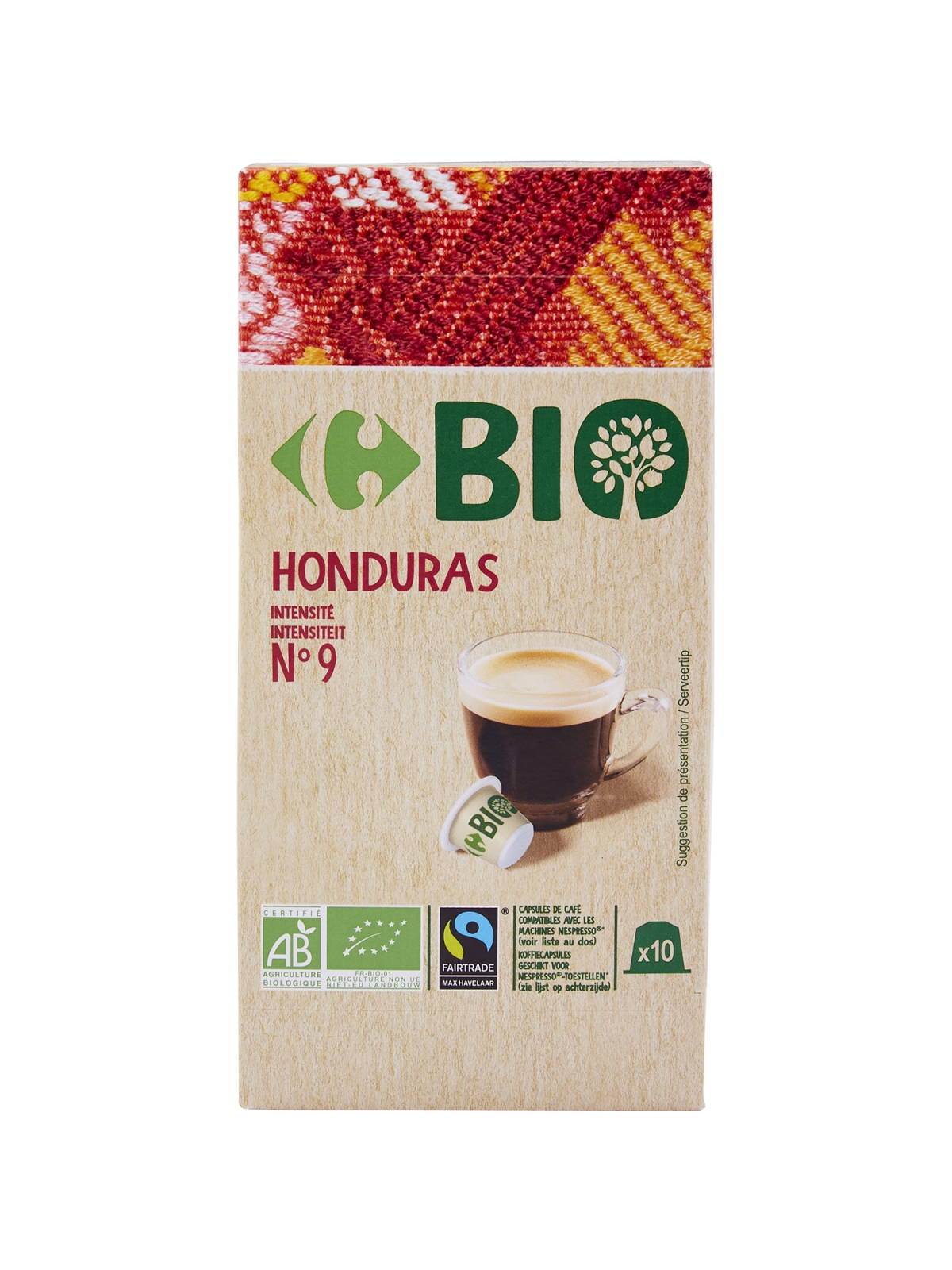 Café capsules Honduras intensité 9 CARREFOUR BIO