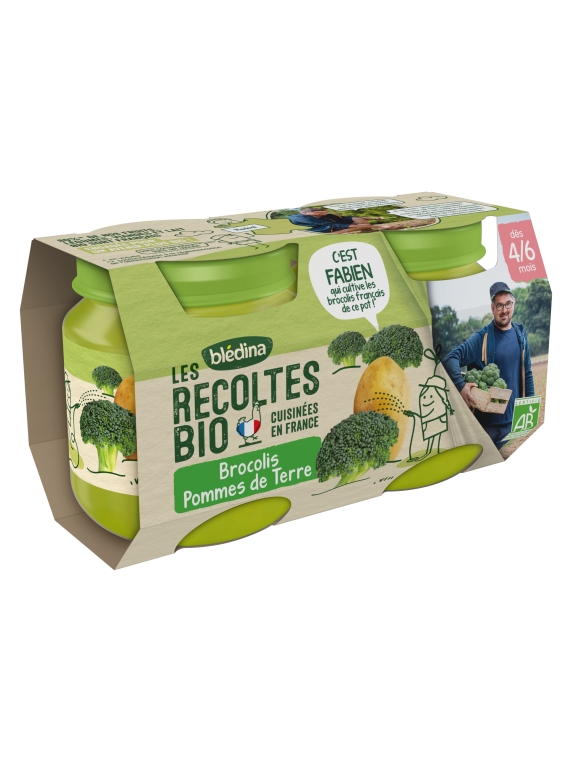 Petit pot bébé dès 4-6 mois brocolis pommes de terre Les Récoltes Bio BLEDINA