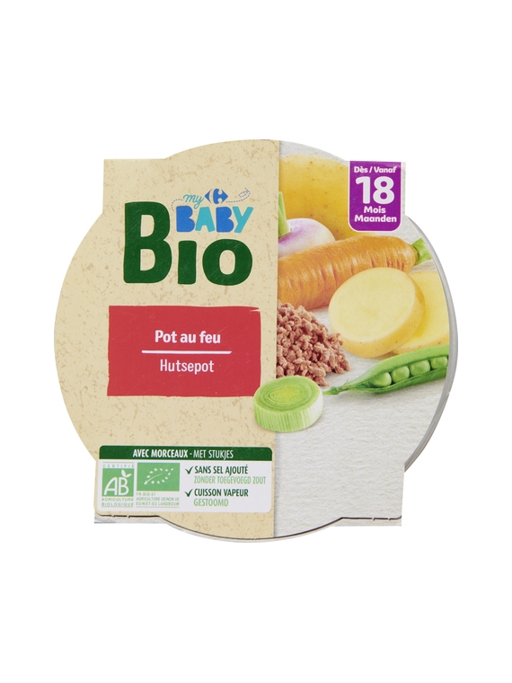 Plat Bébé dès 18 mois, Pot au Feu CARREFOUR BABYBIO