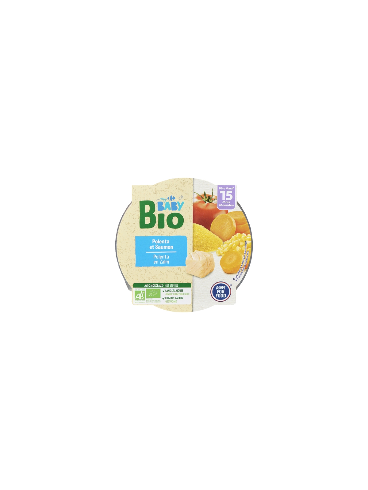 Plat Bébé dès 15 mois, Polenta & Saumon CARREFOUR BABYBIO