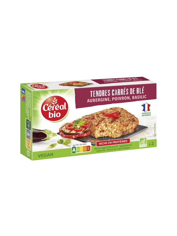 Tendres Carrés de Blé Aubergine Poivron & Basilic CÉRÉAL BIO