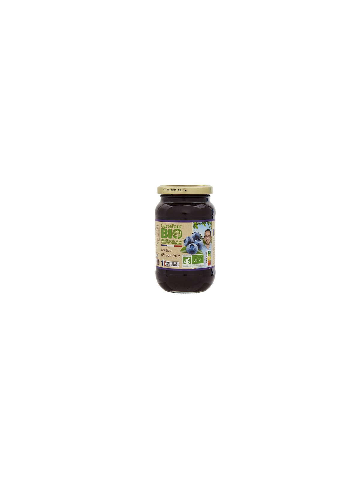 Confiture Myrtille 65% de fruit CARREFOUR BIO