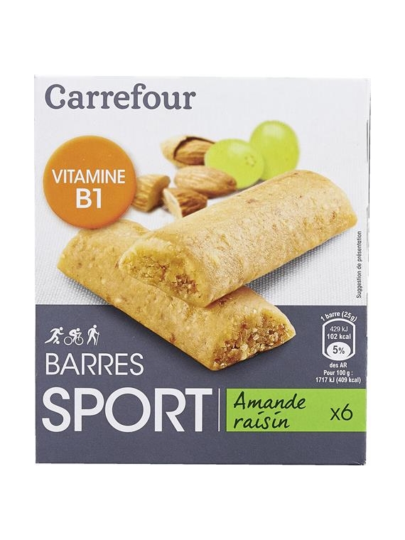 Barres de Céréales Sport Amande Raisin CARREFOUR