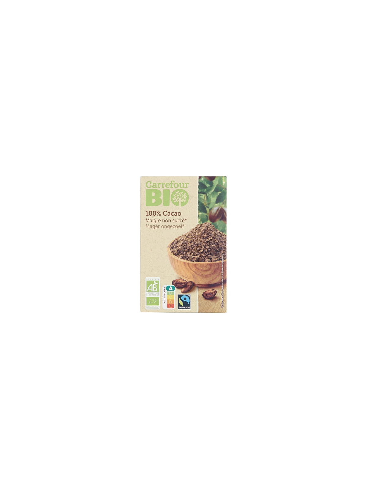 Chocolat en Poudre 100% Cacao Maigre Non Sucré CARREFOUR BIO