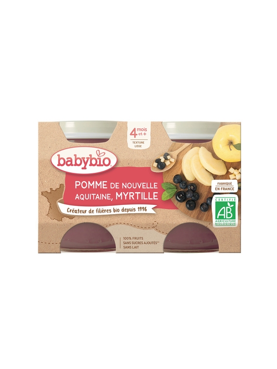 Compotes Pomme Myrtille BABYBIO