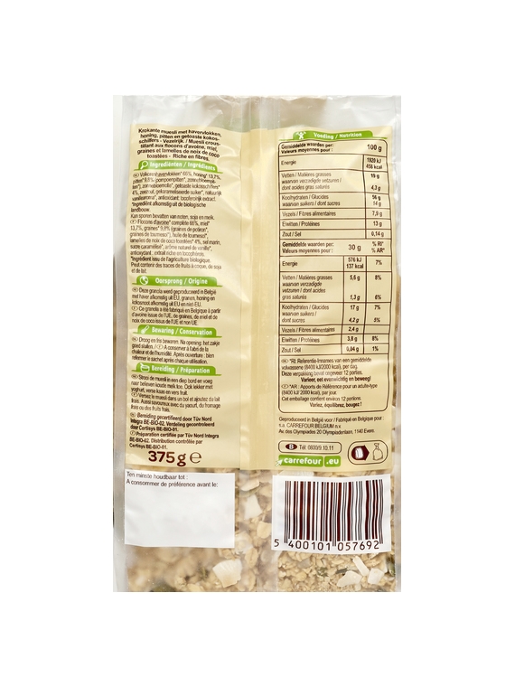 Céréales Granola au Miel CARREFOUR BIO