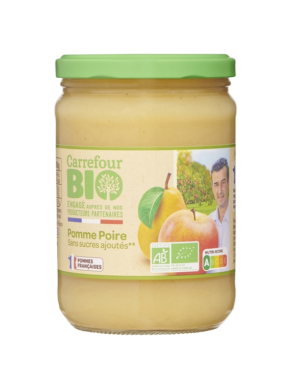 Compote de Pomme Poire Sans Sucres Ajoutés CARREFOUR BIO