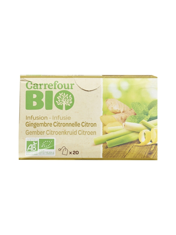 Infusion Gingembre Citronnelle Citron CARREFOUR BIO