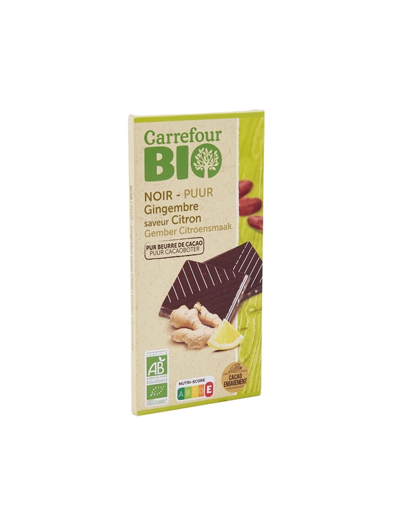 Tablette de Chocolat Noir Gingembre Citron CARREFOUR BIO