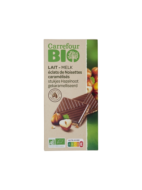 Chocolat au Lait Noisettes Caramélisées CARREFOUR BIO