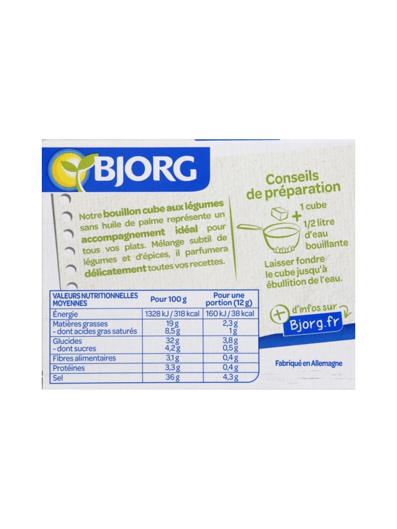 Bouillon de Cubes Légumes Bio BJORG