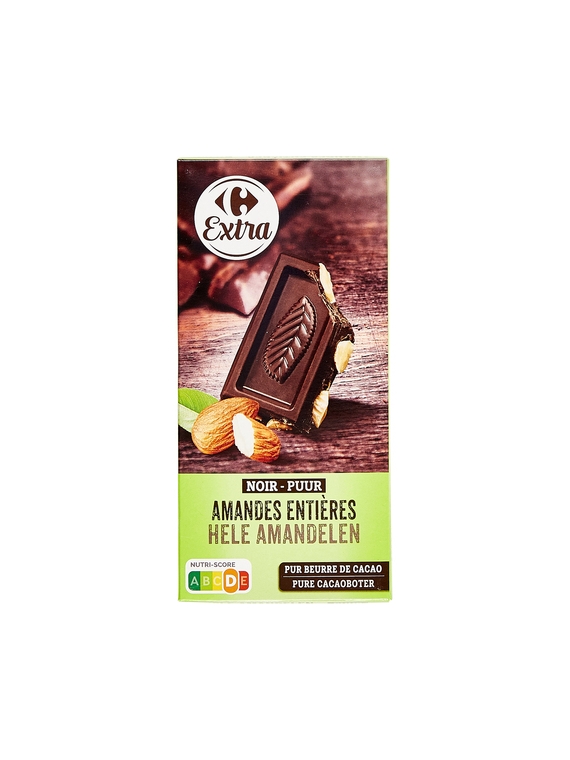 Tablette de Chocolat Noir Amandes Entières CARREFOUR EXTRA