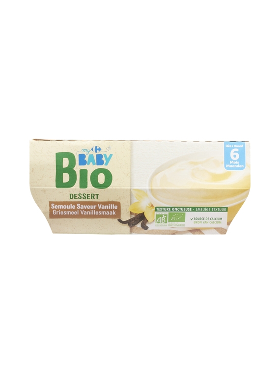 Desserts Bébés dès 6 mois, Semoule Saveur Vanille CARREFOUR BABY BIO