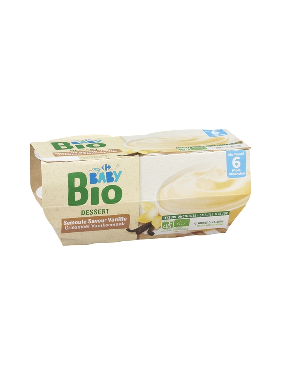 Desserts Bébés dès 6 mois, Semoule Saveur Vanille CARREFOUR BABY BIO