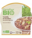 Plat Cuisiné Volaille et Lentilles CARREFOUR BIO