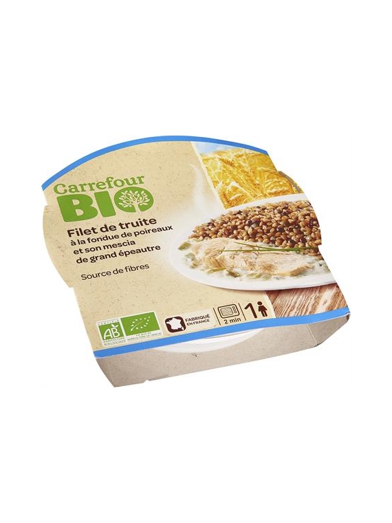 Plat cuisiné filet de truite et fondue de CARREFOUR BIO