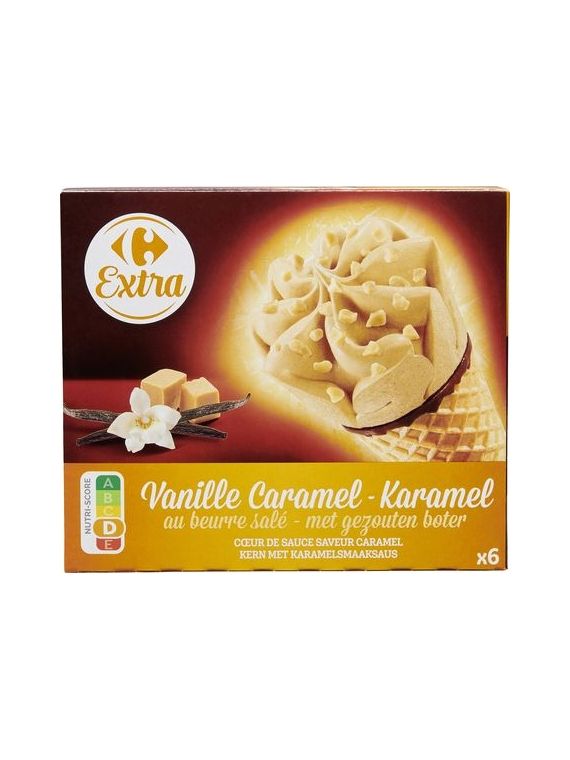 Glace Cône vanille caramel beurre salé CARREFOUR