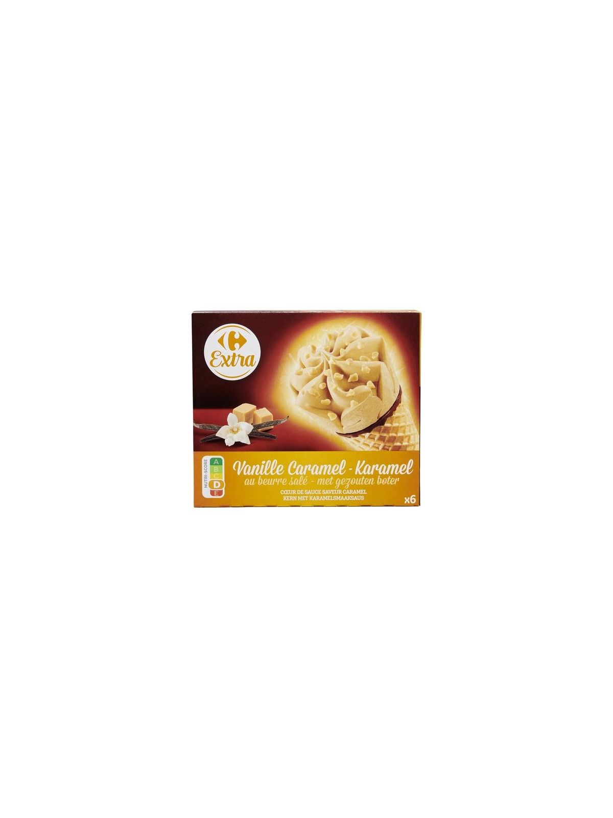 Glace Cône vanille caramel beurre salé CARREFOUR