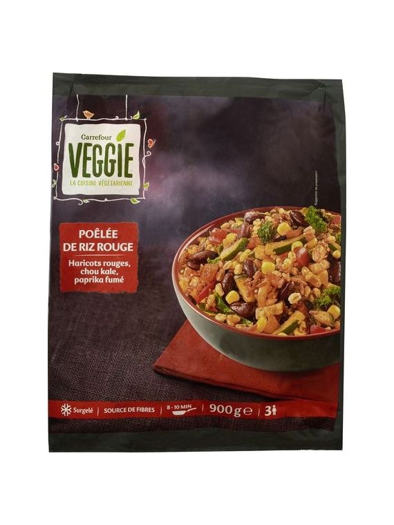 Légumes cuisinés poêlée riz rouge haricots CARREFOUR VEGGIE