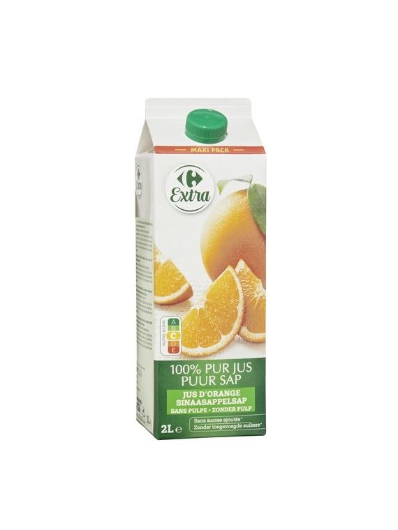 Jus d'orange sans pulpe 100% pur jus CARREFOUR