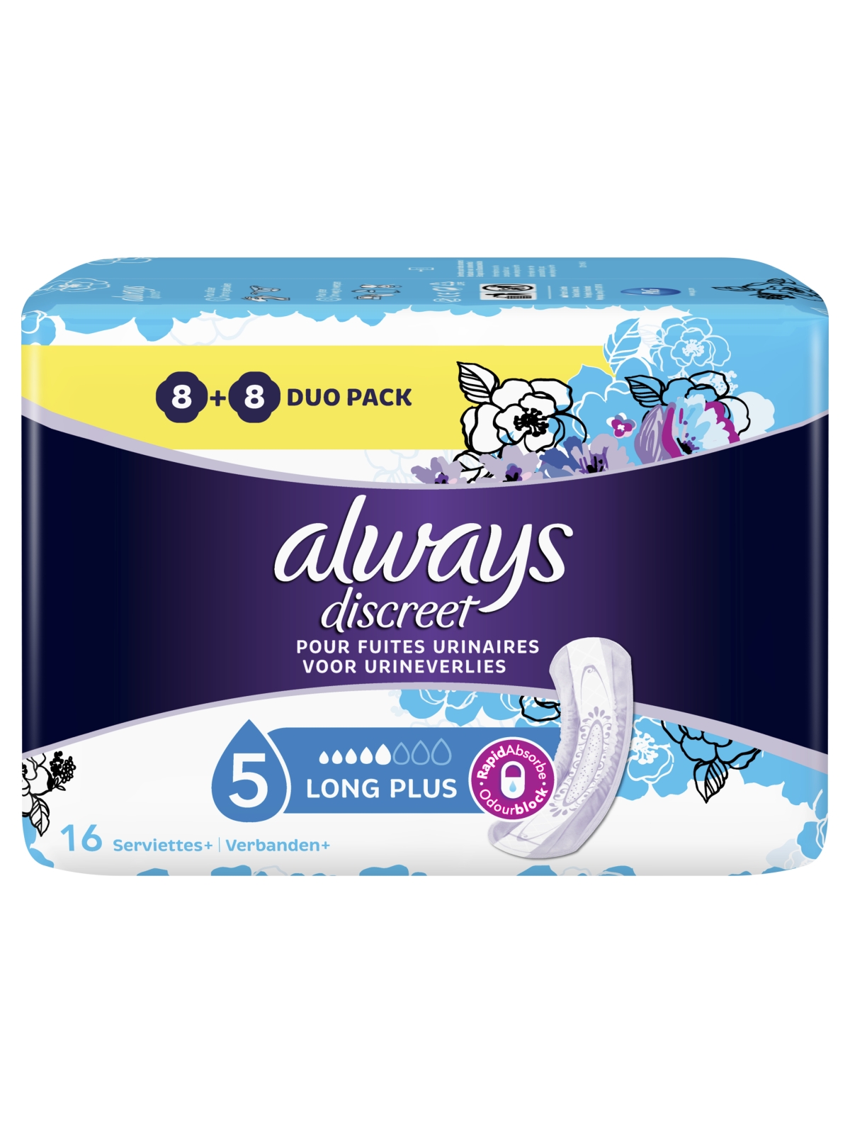 Serviettes incontinence Discreet Long Plus ALWAYS