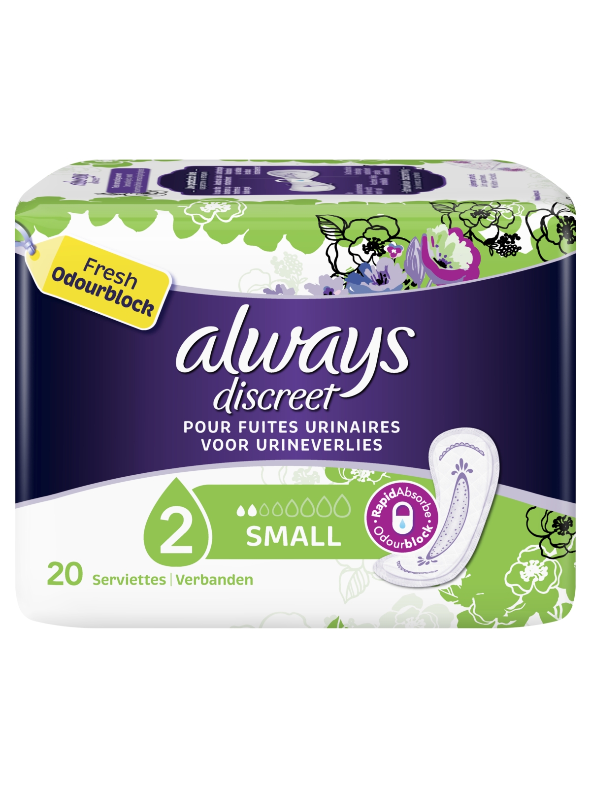 Serviettes Hygiènique Fuites Urinaires Protection Intégrale Small ALWAYS DISCREET