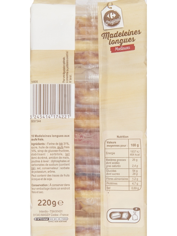 Madeleines longues CARREFOUR ORIGINAL