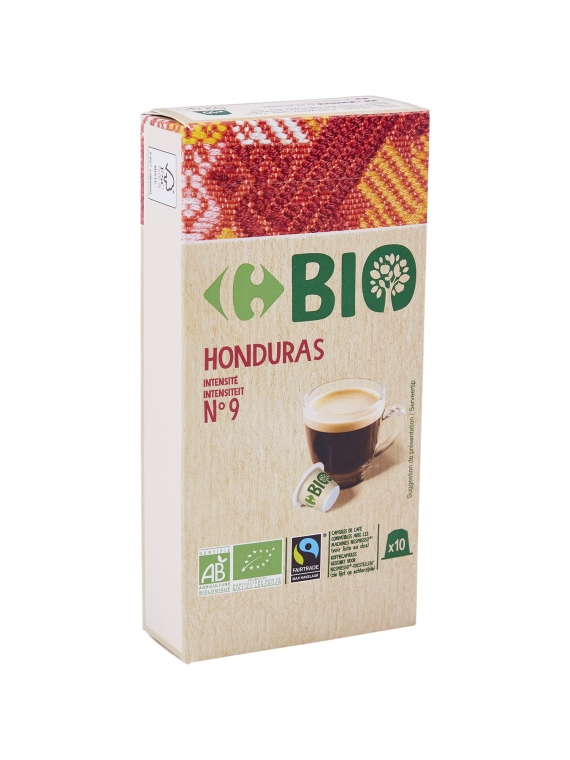 Café capsules Honduras intensité 9 CARREFOUR BIO