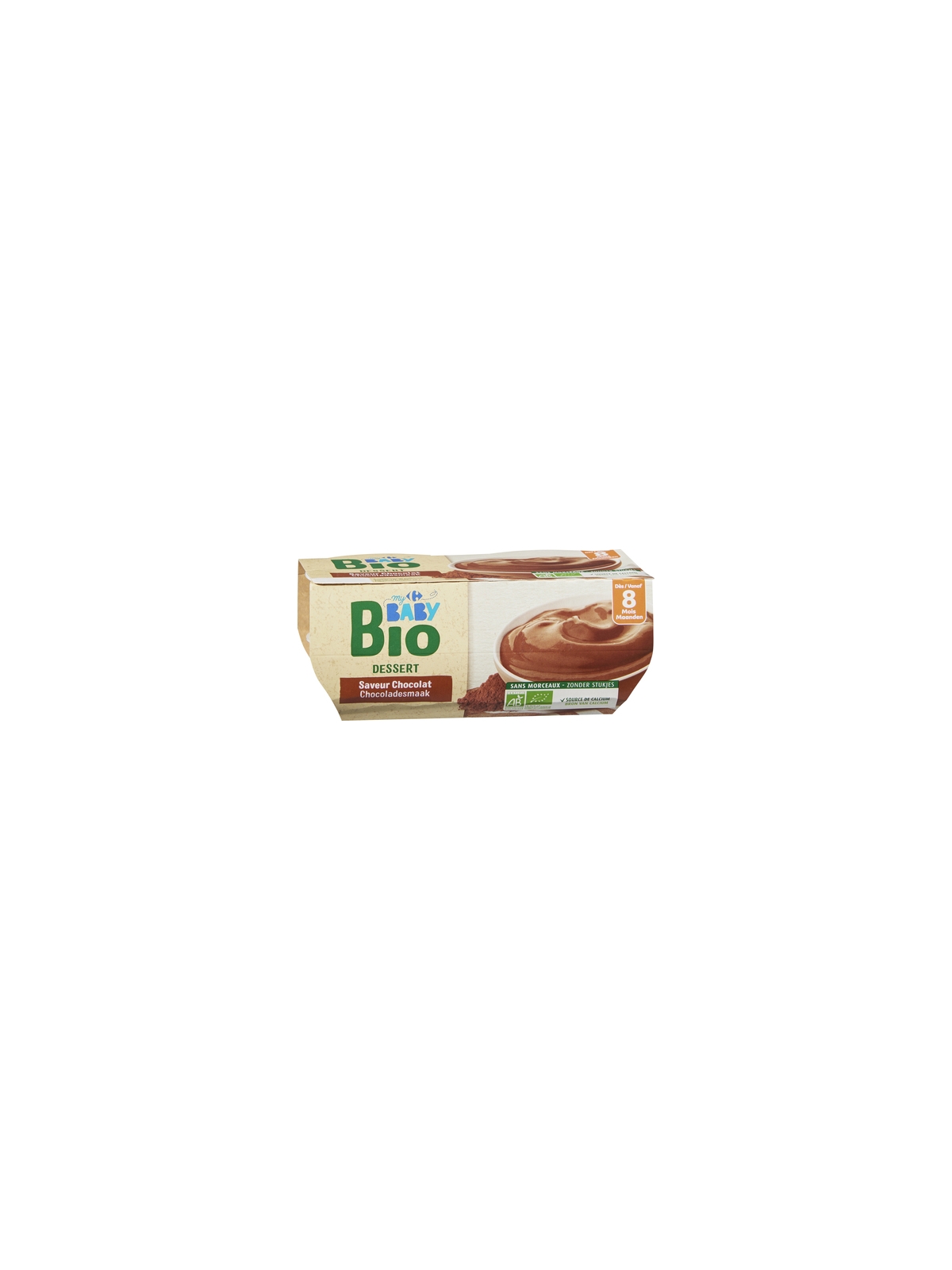 Desserts Brassés pour Bébés dès 8 mois, Saveur Chocolat CARREFOUR BABY BIO