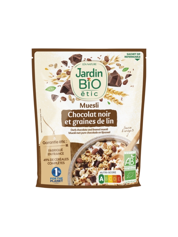 Muesli Chocolat Noir & Graines de Lin JARDIN BIO ÉTIC