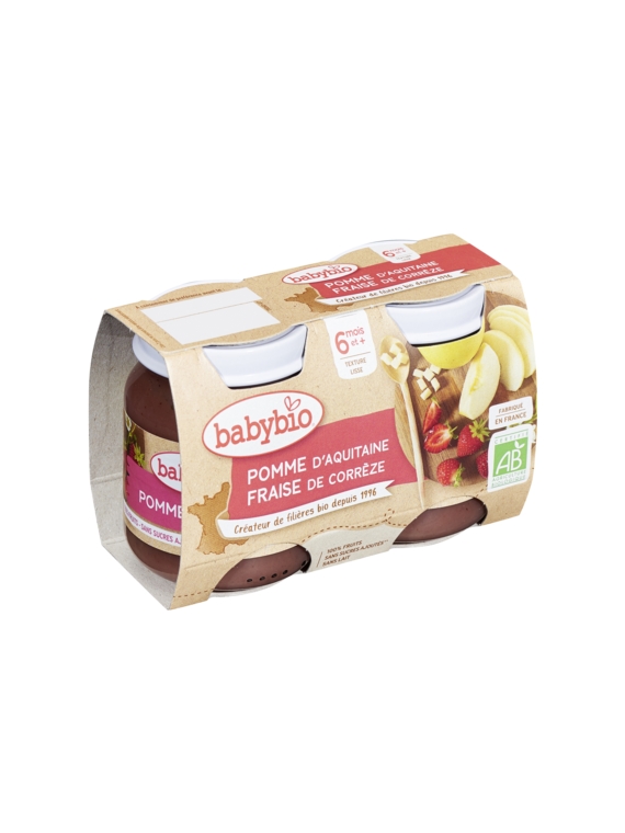 Compotes Bébé dès 6 mois, Pomme Fraise BABYBIO