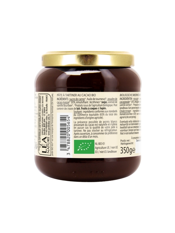 Pâte à Tartiner Chocolat Noir Cacaopasta JARDIN BIO ÉTIC