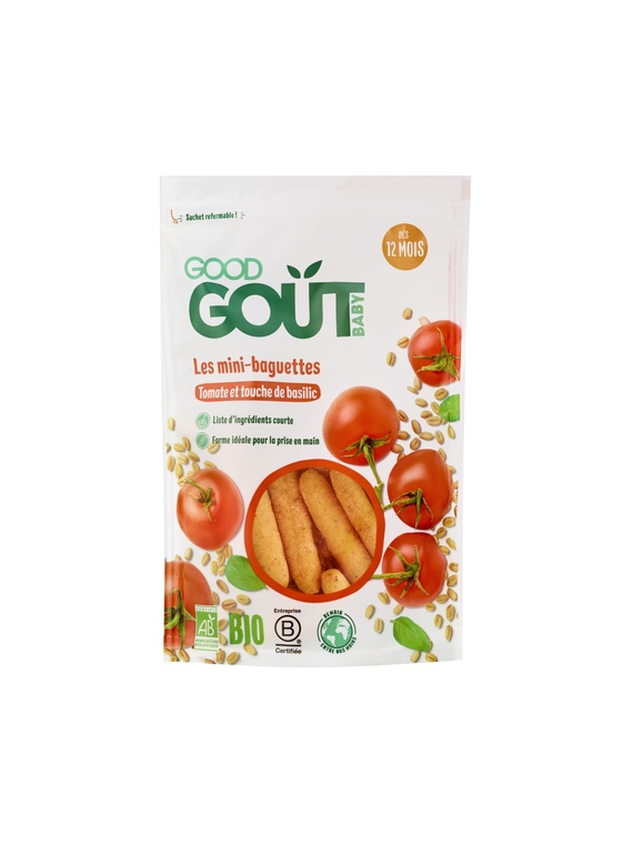 Mini-baguettes bébé dès 12 mois, Tomate & Basilic Bio GOOD GOUT BABY