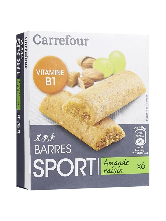 Barres de Céréales Sport Amande Raisin CARREFOUR