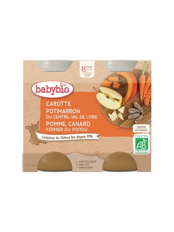 Petits pots bébé Carotte Canard - 8 Mois BABYBIO