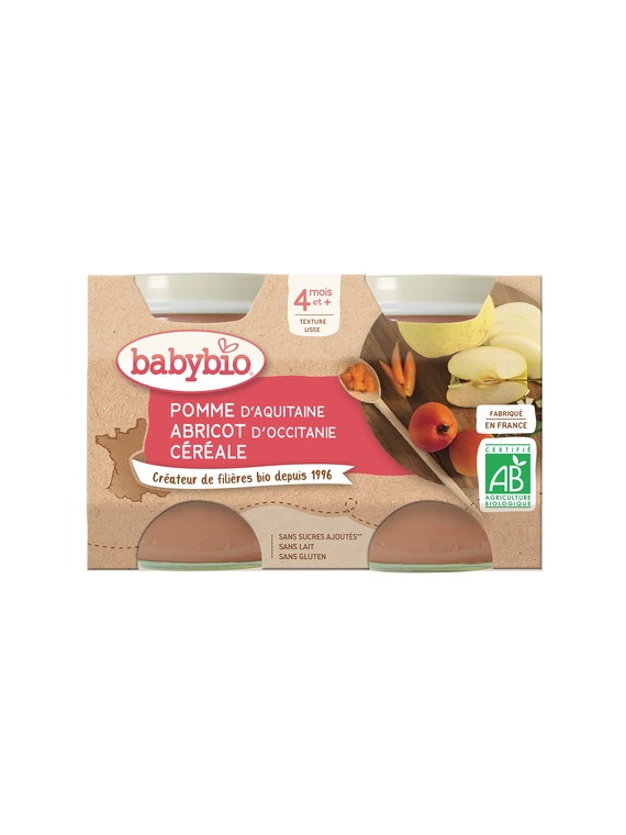 Compotes Bébé Pomme Abricot Céréale BABYBIO