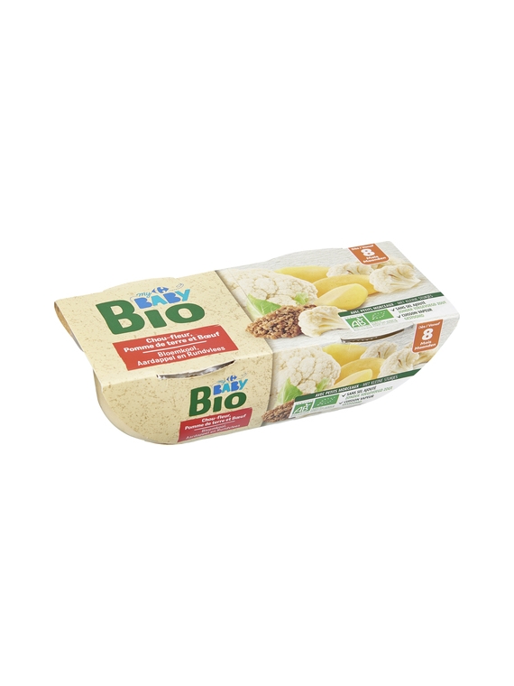 Plat Bébé Bio Chou Fleur, Pomme de terre et Bœuf CARREFOUR BABY