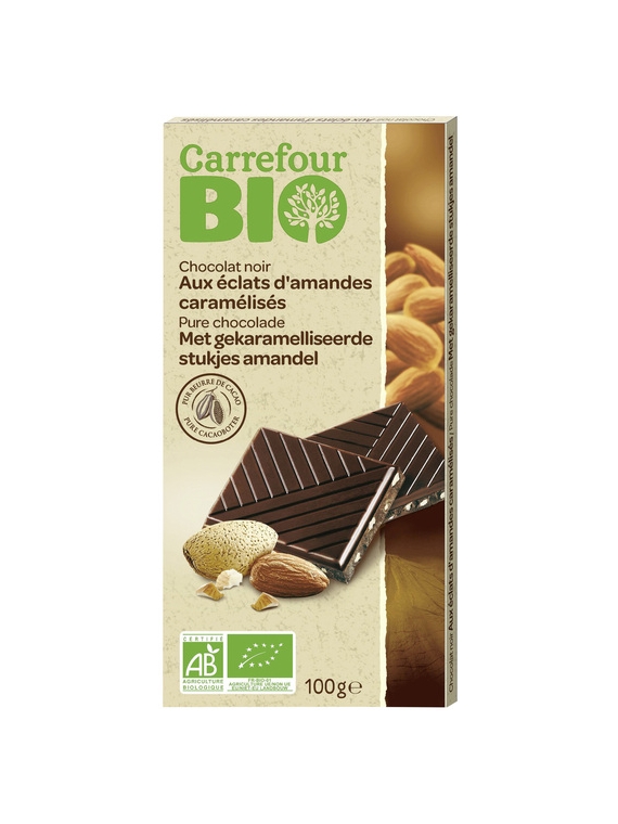 Chocolat Noir Éclats d'Amandes Caramélisés CARREFOUR BIO