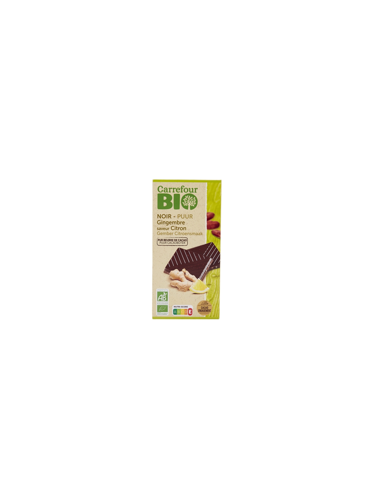 Tablette de Chocolat Noir Gingembre Citron CARREFOUR BIO