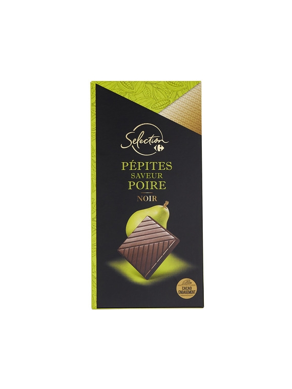 Tablette de Chocolat Noir Saveur Poire CARREFOUR SELECTION