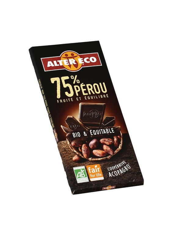 Chocolat Noir 75% Pérou Bio ALTER ECO