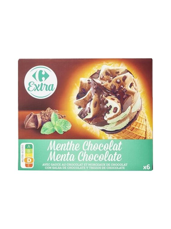 Glace Cône menthe chocolat CARREFOUR EXTRA