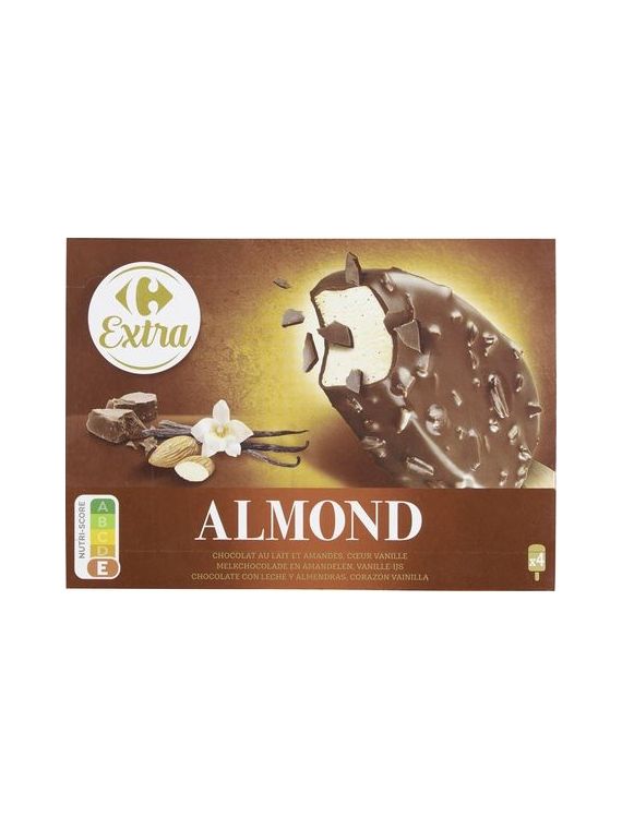 Glaces chocolat au lait amandes CARREFOUR EXTRA