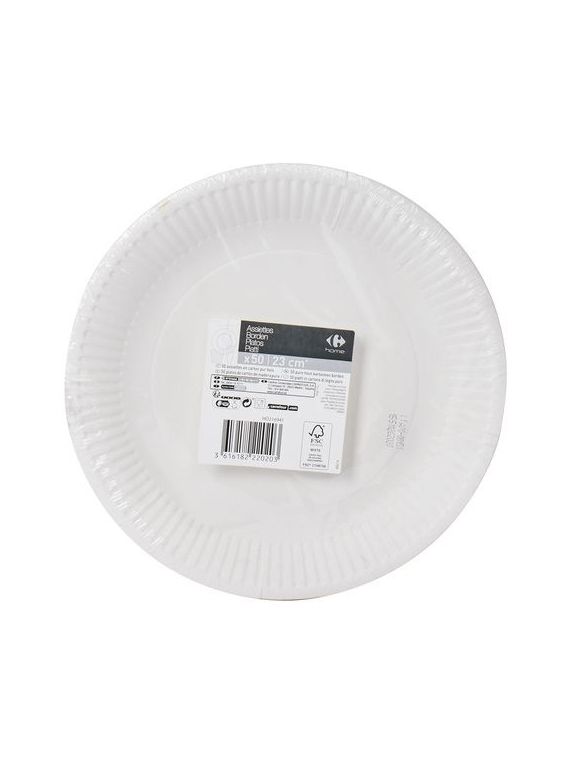 Assiette blanche Ø 23 cm - x50 CARREFOUR