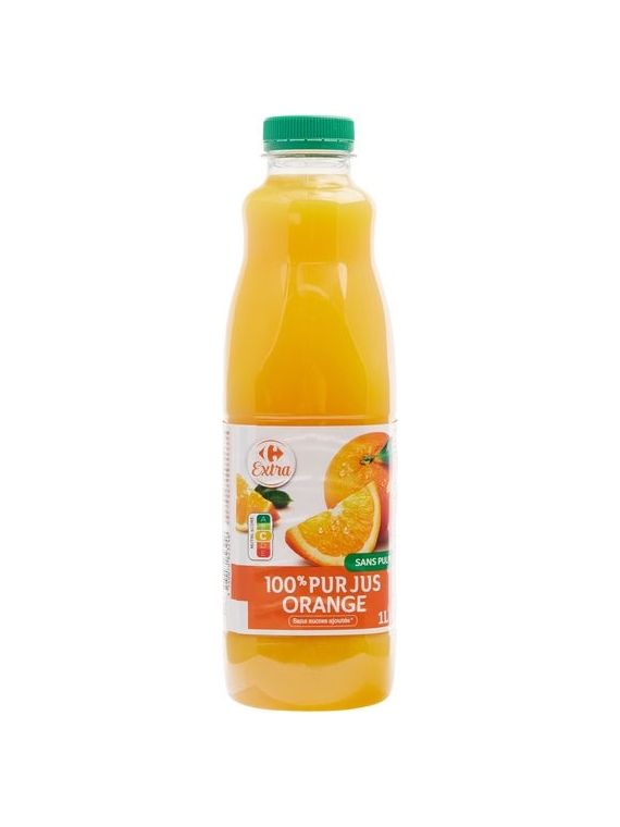 Jus d'orange sans pulpe 100% pur jus CARREFOUR EXTRA